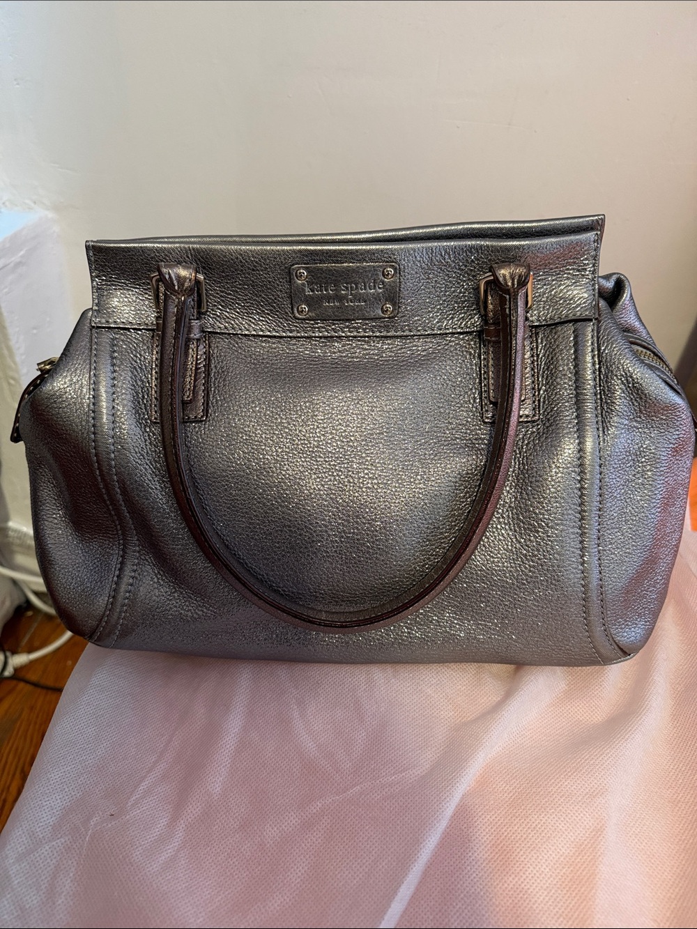kate spade Metallic Pewter Leather Satchel